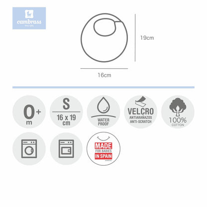 Cambrass Pío pío round bib with Velcro, light blue