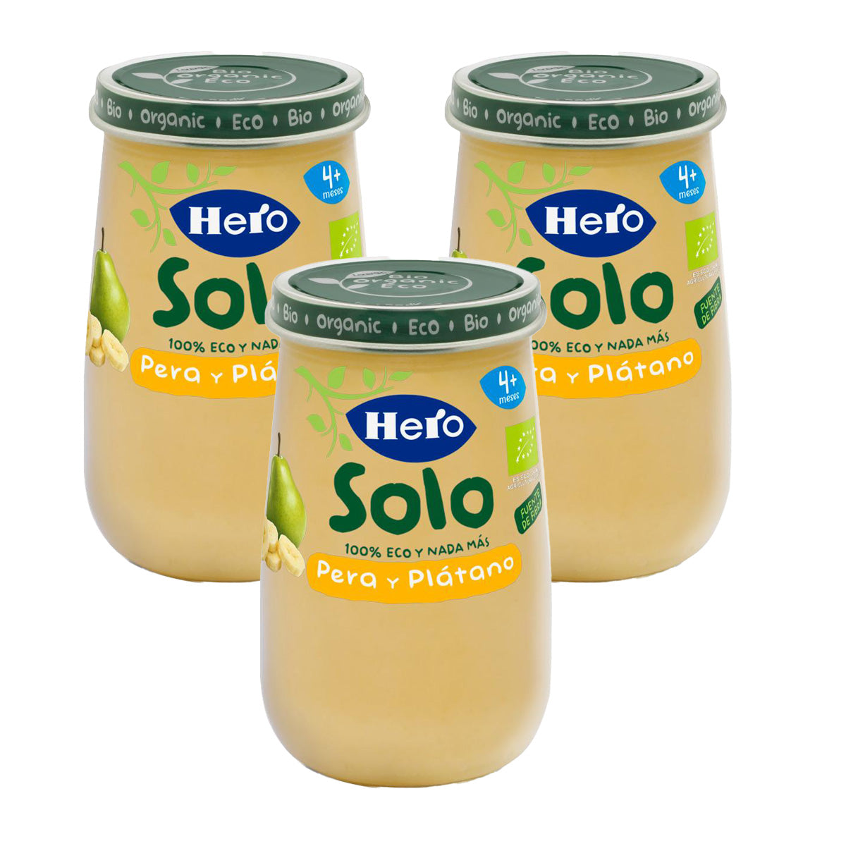 3er-Pack Bio-Birnen-Bananen-Gläschen 190 g – Hero Solo