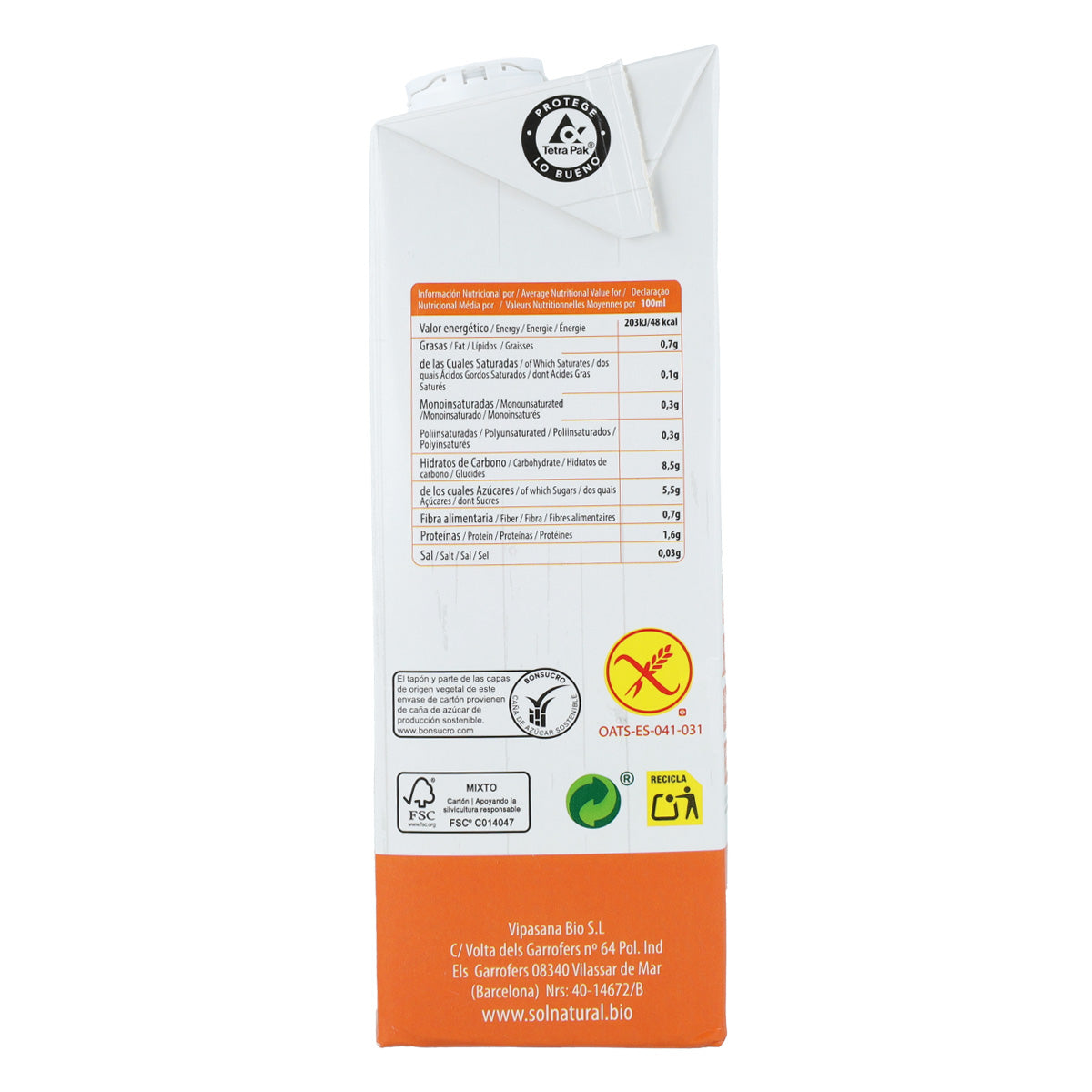 6-pack glutenfri havredryck Bio Sol Natural 1 l