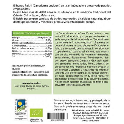 Reishi in polvere ECO 125 g, Salud Viva