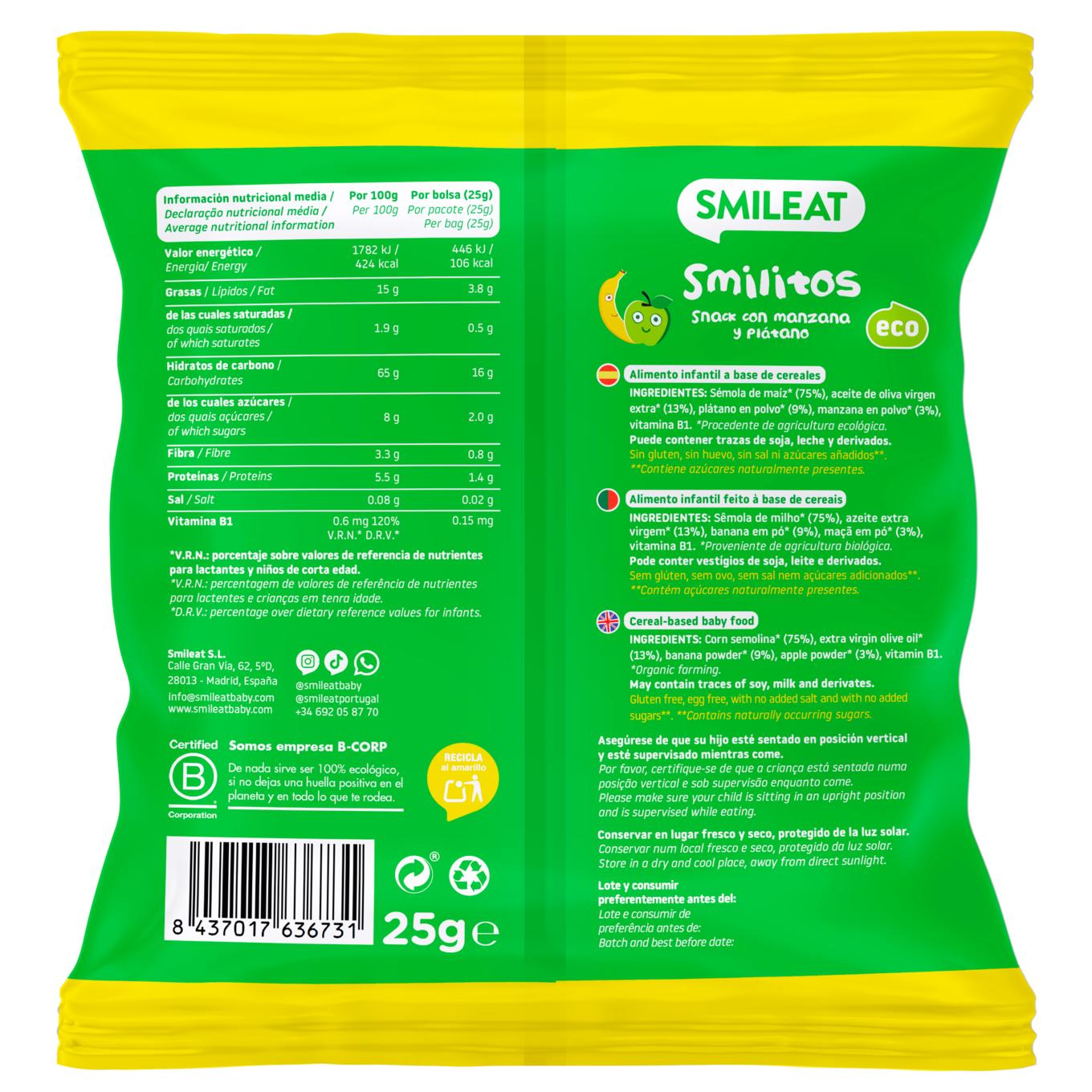 Apfel- und Bananen-Smilitos Smileat  25 g
