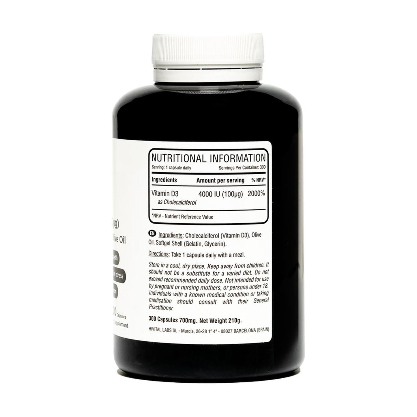 Vitamine D3 4000 IE Natural Hivital 300 capsules