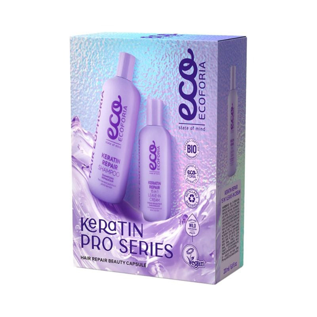 Herstellende haarbehandeling "Keratin Pro Series", Ecoforia 400 ml/200 ml